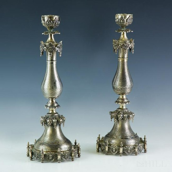 Antique Continental Solid Silver Candlesticks 59oz