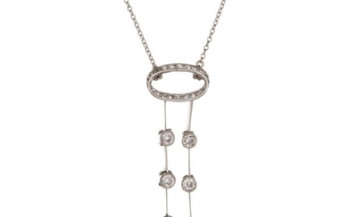 Antique Edwardian Negligee Necklace Opal Diamond Pearl Platinum Vintage Jewelry