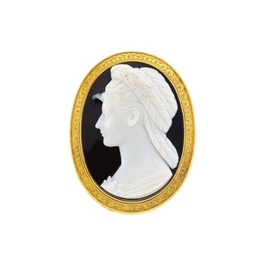 Antique Gold and Agate Cameo Pendant-Brooch, Luigi Rosi