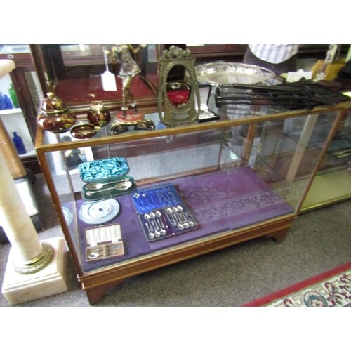Antique Mahogany Bound Glazed Shop Counter Approximately 5ft...