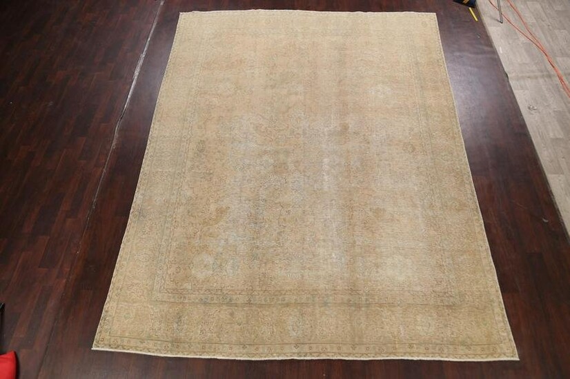 Antique Muted Distressed Tabriz Persian Area Rug 9x13