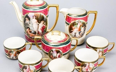 Antique Royal Vienna Porcelain 8-Piece Tea Set