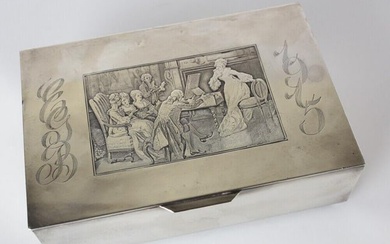 Antique Silverplate Meriden B. Company Rogers Bros Box hand chased scene c1915
