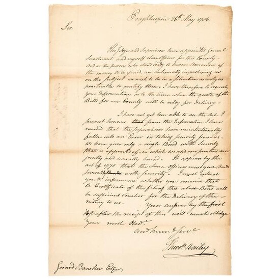April 18, 1786 Act NY Currency Related Letter Signed