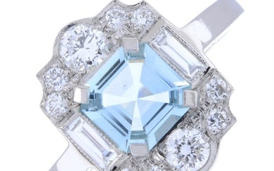 Aquamarine & diamond ring