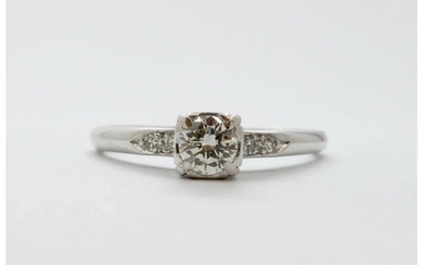 Art Deco Diamond 14K White Gold Engagement Ring