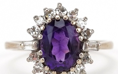 Art Deco style 18ct white gold amethyst and diamond cluster ...