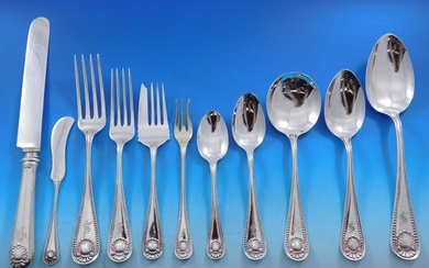 Bead by Whiting Sterling Silver Flatware Set for 8 Service 110 pcs Dinner