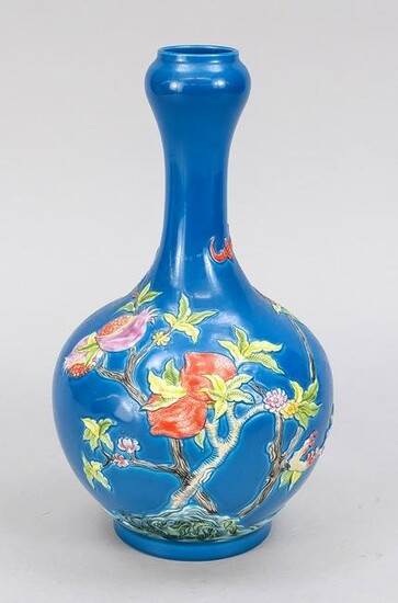 Blue-ground vase with pomegranates