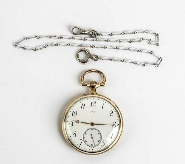 CARTIER gold poket watch and chain