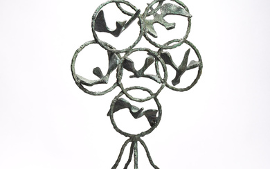 CHAIM GROSS (1904 - 1991, AMERICAN) Seven Mystic Birds. Bronze with green patina...