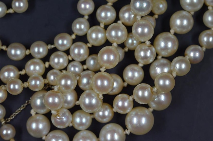 COLLIER perles de culture en chute long 58 cm ferm…