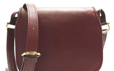 Cartier Shoulder Bag Ladies Leather Bordeaux