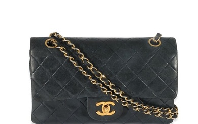 Chanel Navy Quilted Lambskin Small Classic Double Flap Bag