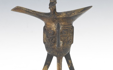 Chinese Archaic Style Bronze Jue Cup