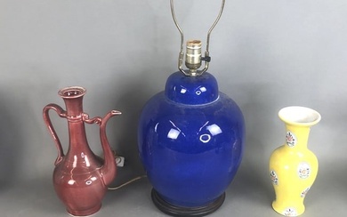 Chinese Blue Glazed Ginger Jar Lamp
