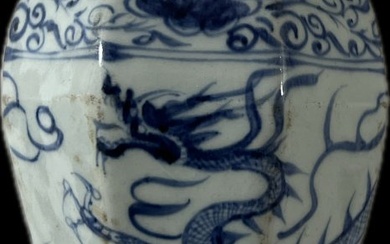 Chinese Blue & white Dragon Vase