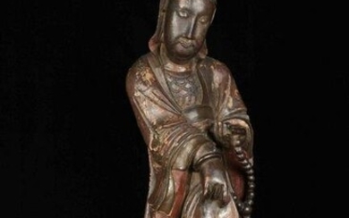 Chinese Carved Wood Statue of Guanyin, 19th Century
