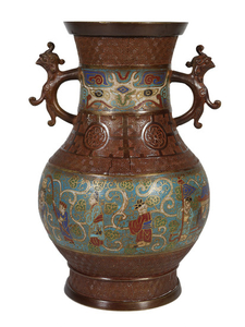 Chinese Cloisonne Urn Vase, Dragon Handles