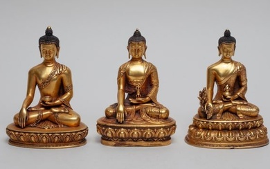 Chinese Gilt Bronze Buddha Sets