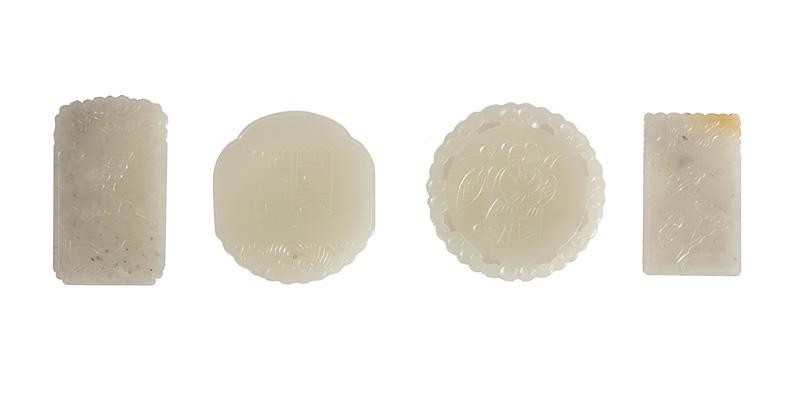 Chinese Grayish White Jade Pendants or Plaques