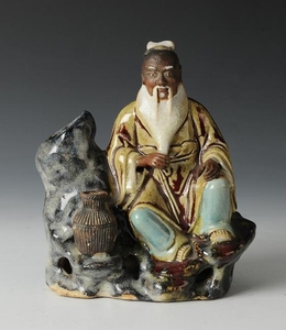 Chinese Shiwan Fisherman Statue, 19th Century