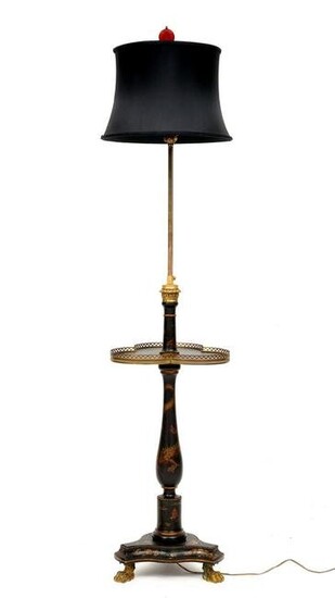 Chinoiserie Decorated Pole Floor Lamp