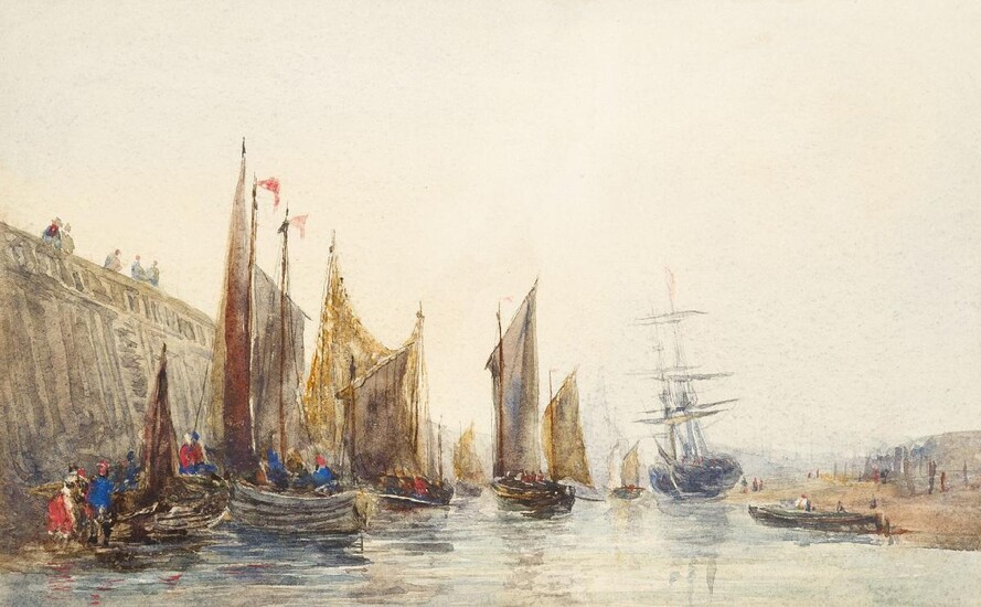 Circle of David Cox Snr OWS, British 1783-1859- Calais Pier;...