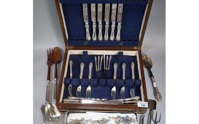 Collection of silver, silver plated and other flatware, some...