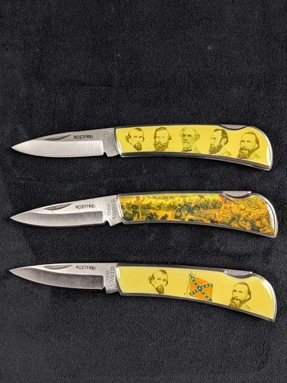 Confederate Heroes Pocket Knife Set in Metal Case