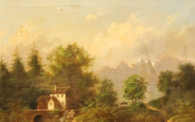 Continental School (19th century) Figures in a landscape wit...