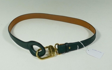 Delvaux green leather belt size 80