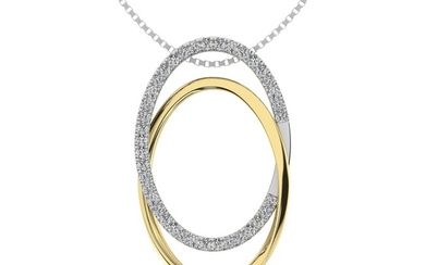 Diamond 1/6 ct tw Oval Shape Pendant in 14K Two Tone Gold
