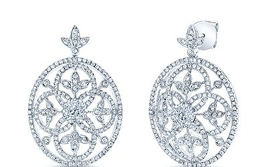 Diamond Edwardian Earrings In 14k White Gold