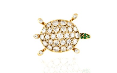 Diamond Turtle Brooch