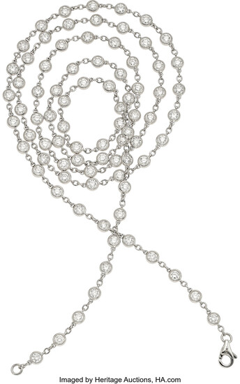 Diamond, White Gold Necklace Stones: Full-cut diamonds weighing a...
