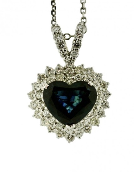 Diamond and Sapphire Pendant-Necklace