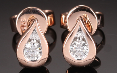 Diamonds By Frisenholm. A pair of 9kt rose gold diamond stud earrings (2)