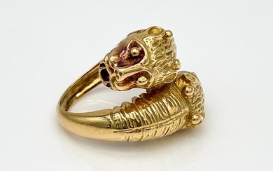 Double Chimera Ring, 18k Yellow Gold
