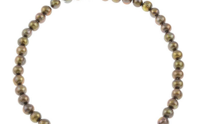 Dyed cultured pearl necklace