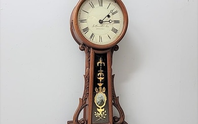 Early 19th century signed (E. Howard & Co. Boston on dial & movement) weight driven banjo clock .
