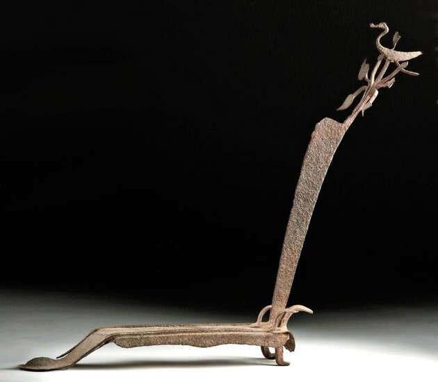 Early 20th C. Nepalese Iron Vegetable Cutter w/ Bird