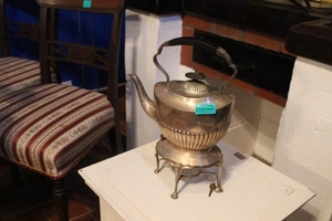 Edwardian Silver Plated Spirit kettle on Stand together with...