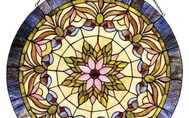 Edwardian Style Stained Art Glass Hanging Window Panel