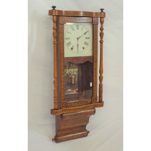 Edwardian inlaid and crossbanded mahogany Vienna wall clock ...