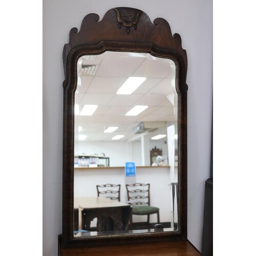 English George II style arch topped mirror with bevel edged ...