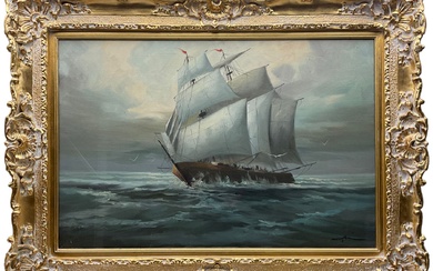 English School (20th Century): Clipper at Full Sail
