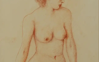 European school, Active c.1937 - Seated nude study, 1937; conté on paper,...
