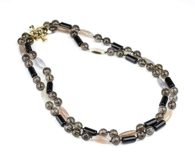 FACCHINI: agate smoke quartz onyx gold necklace