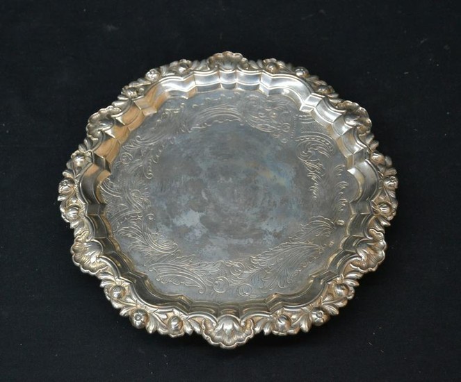 FOOTED FRENCH STERLING SILVER SALVA TRAY